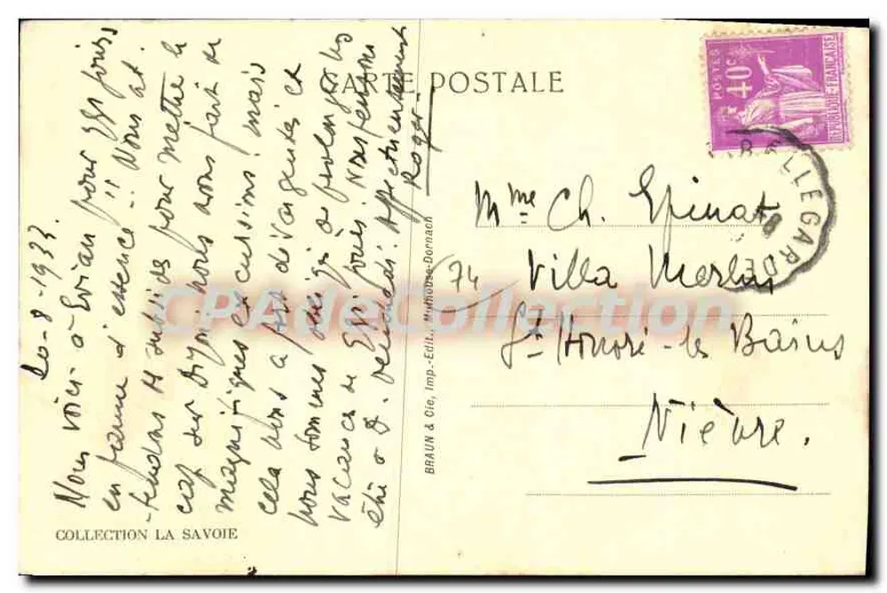 Évian-les-Bains — Hotel de Ville — CPAdeCollection - Verso
