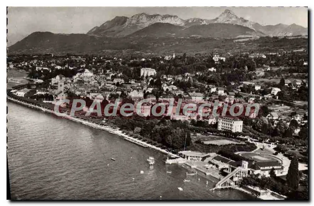 Évian-les-Bains — Strand, die Stadt und die Dent d'Oche (2.225 m.) — J. Cellard, Lyon - Vorderseite