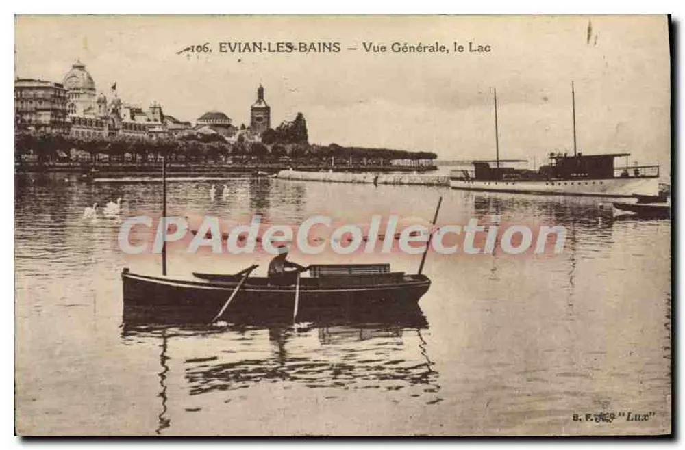 Évian-les-Bains — Vista Geral, o Lago — S.F. "Lux" n°106 - Frente