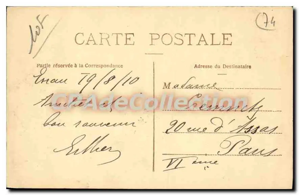 Evian-les-Bains - Vista geral — Coleção da Fonte Cachau, n°63 - Verso