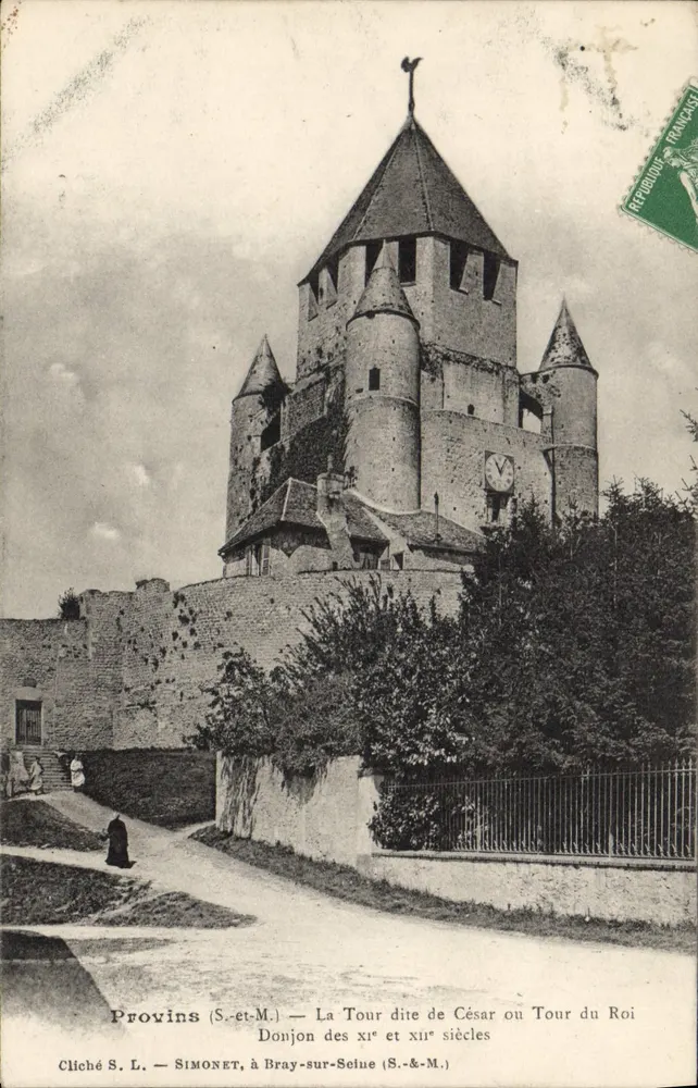 Provins (S.-et-M.) — Turm genannt Césars Turm oder Königs Turm — Bergfried der 11. und 12. Jahrhunderte — Cliché S. L. — SIMONET, in Bray-sur-Seine (S.-&-M.) - Vorderseite