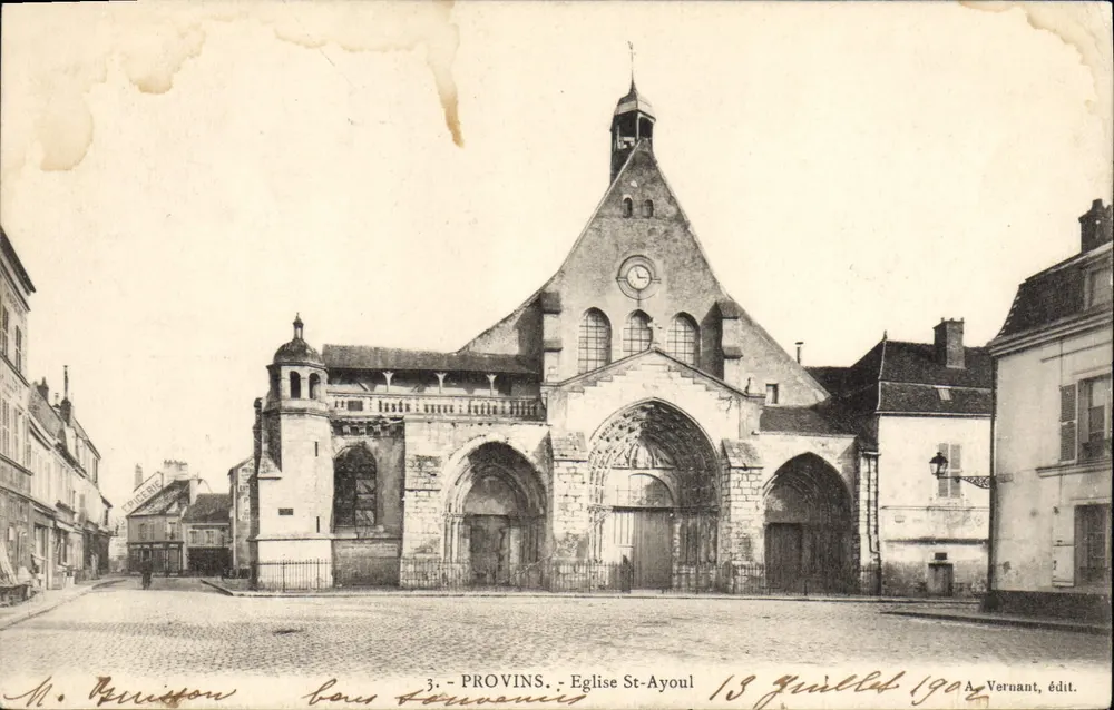 Provins - Igreja de São Ayoul — visão da fachada — A. Vernant, editor - Frente