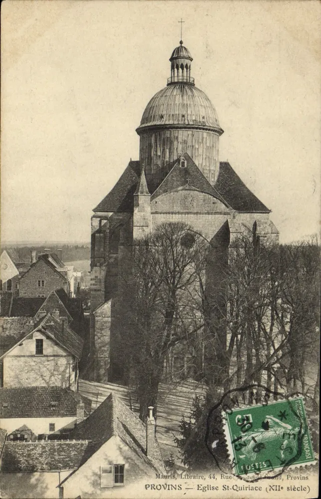 Provins — Igreja de São Quiriace (século XII) — Mauris, Livreiro, 44, Rue des Écoles, Provins - Frente