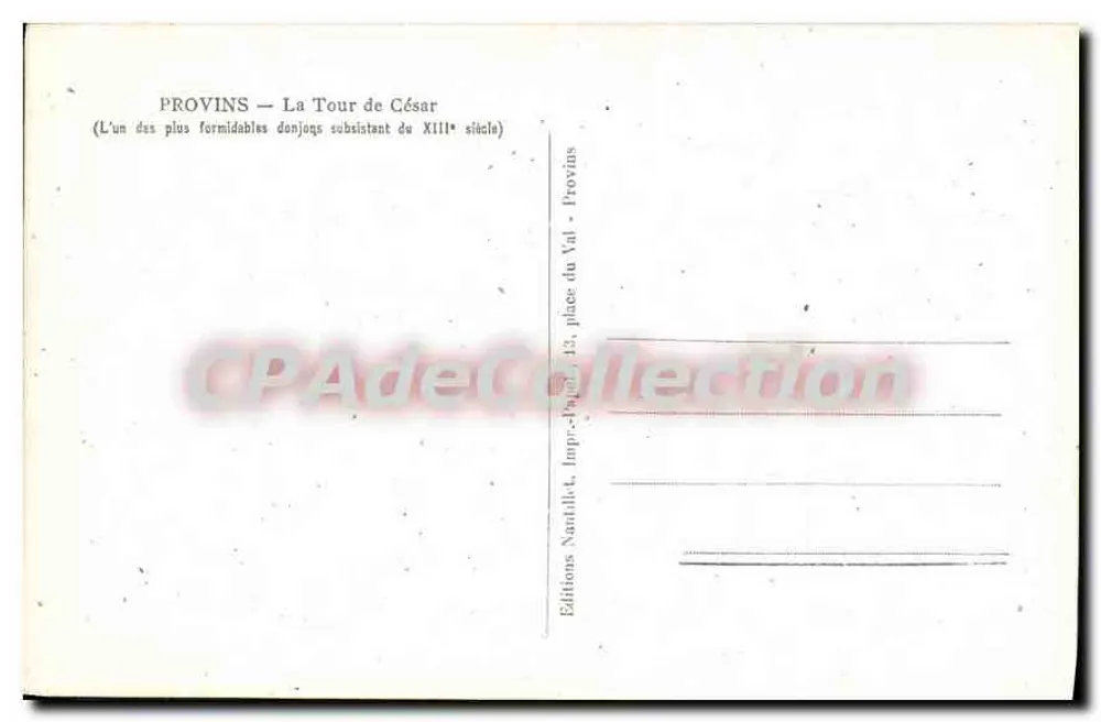 Provins — A Torre de César — Edições Nantlet - Verso