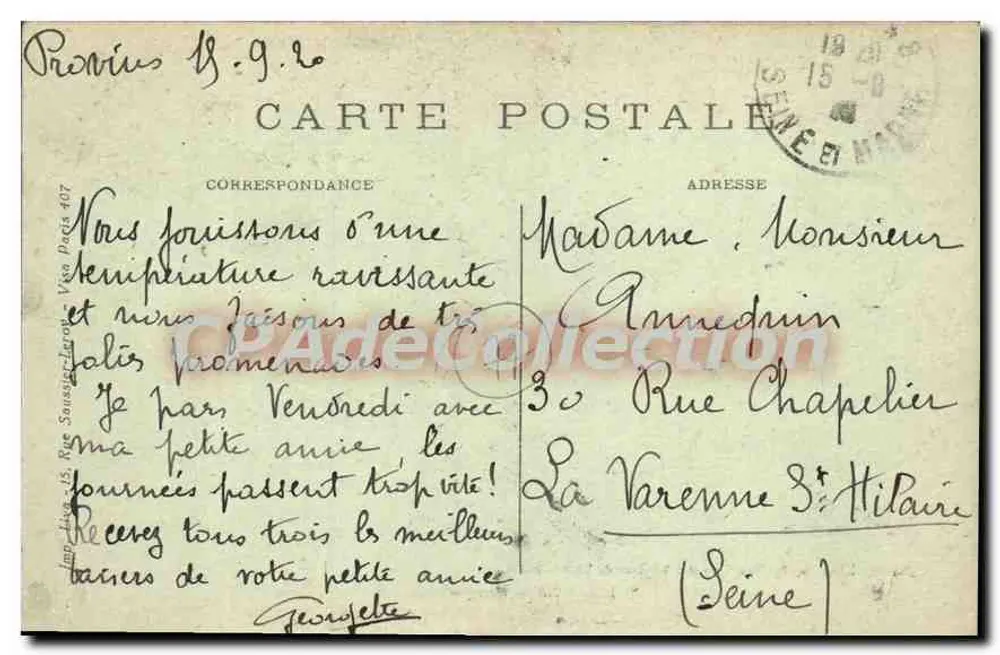 Provins — Muralha de Aligre — Mauria, livraria, 44 Rue Hugues-le-Grand - Verso