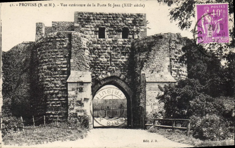 Provins (S. et M.) - Ansicht der Außenseite der Saint-Jean-Tür (13. Jahrhundert) — Verlag J. B. - Vorderseite
