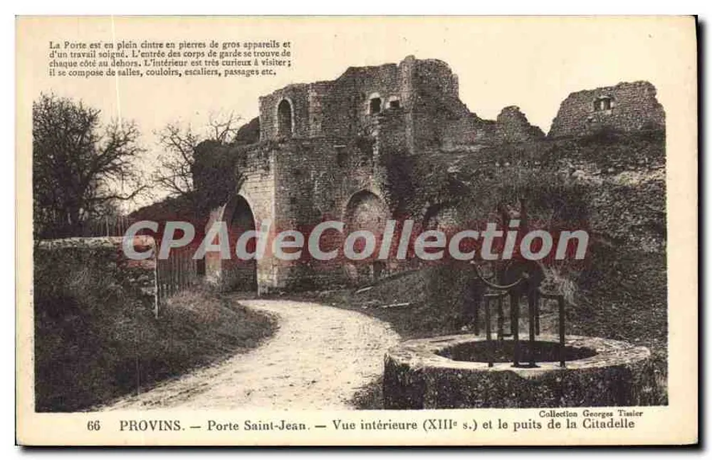 Provins — Tor zur Saint-Jean — Innere Ansicht (13. Jahrhundert) und das Brunnen der Zitadelle — Sammlung Georges Tissier - Vorderseite