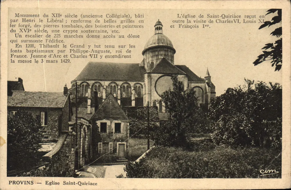 Provins — Igreja de São Quiriace — Monumento do século XII, editor CIM - Frente