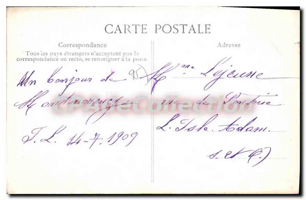 Montmorency — Monumento a J.-J. Rousseau — Edição reservada ao Souvenir de Montmorency - Verso