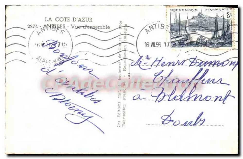 Porto de Antibes — Vista geral — Edições de Gimpléz, Nîce - Verso