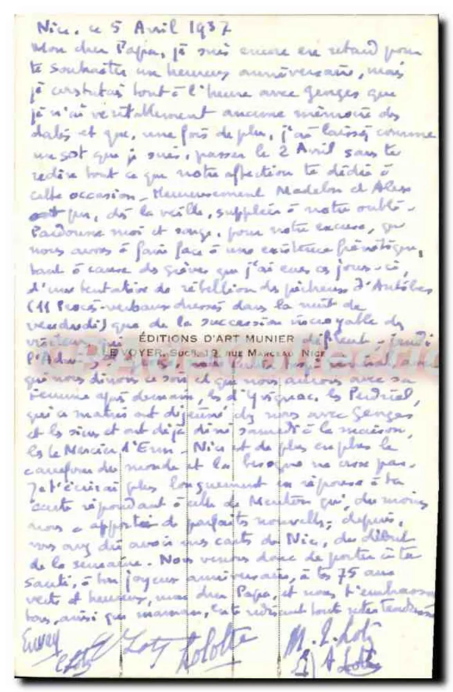 Antibes — Die alten Mauern und die Alpen — Éditions d'Art Munier - Rückseite