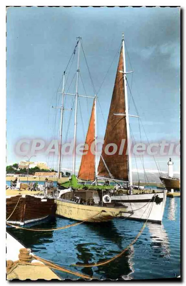 Hafen von Antibes — Fort Carré im Hintergrund — Éditions S.E.P.T. Répl. Hiver - Vorderseite