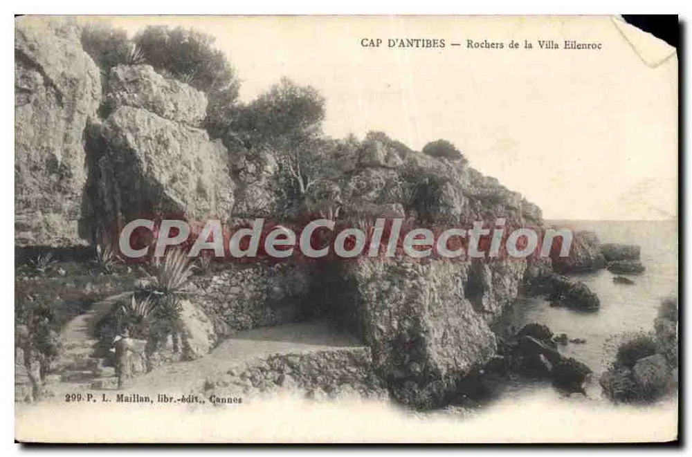 CAP D'ANTIBES — Rochas da Villa Eilenroc — L. Maillan, editor-livreiro, Cannes - Frente