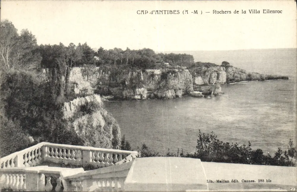 CAP d'ANTIBES (A-M) — Rochos da Villa Eilenroc — Lib. Maillan editor Cannes. 288 bis - Frente