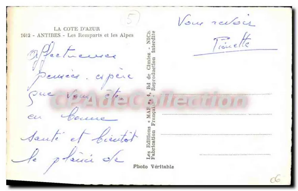 Antibes - Die Mauern und die Alpen — Les Éditions MAF, n°5 - Rückseite