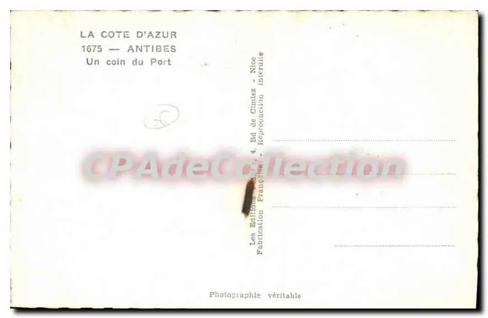 Antibes — Um canto do Porto — Les Éditions de Cimiez - Verso