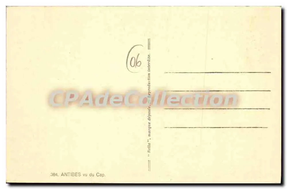 Antibes visto do Cap — 384 — editor CPAdéCollection - Verso