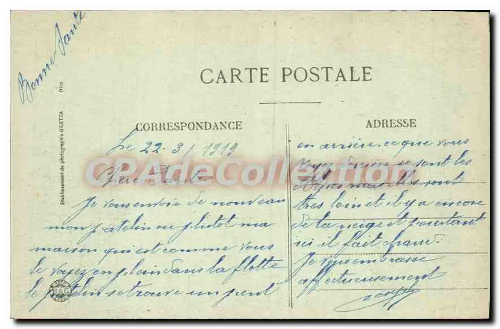 Antibes — Le Fort Carré und Kette der Alpen — Éditions Giletta - Rückseite