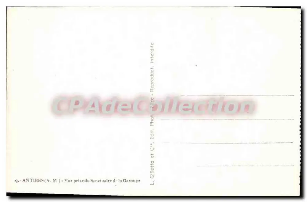 Antibes — Blick vom Heiligtum Garoupe — L. Gilletto, Verlag - Rückseite