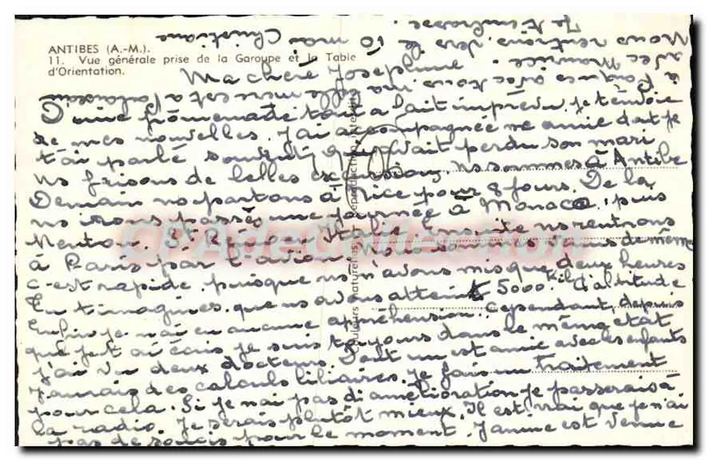 Antibes — Allgemeine Ansicht vom Garoupe und der Table d'Orientaion — Unbekannter Verleger, n° 11 - Rückseite