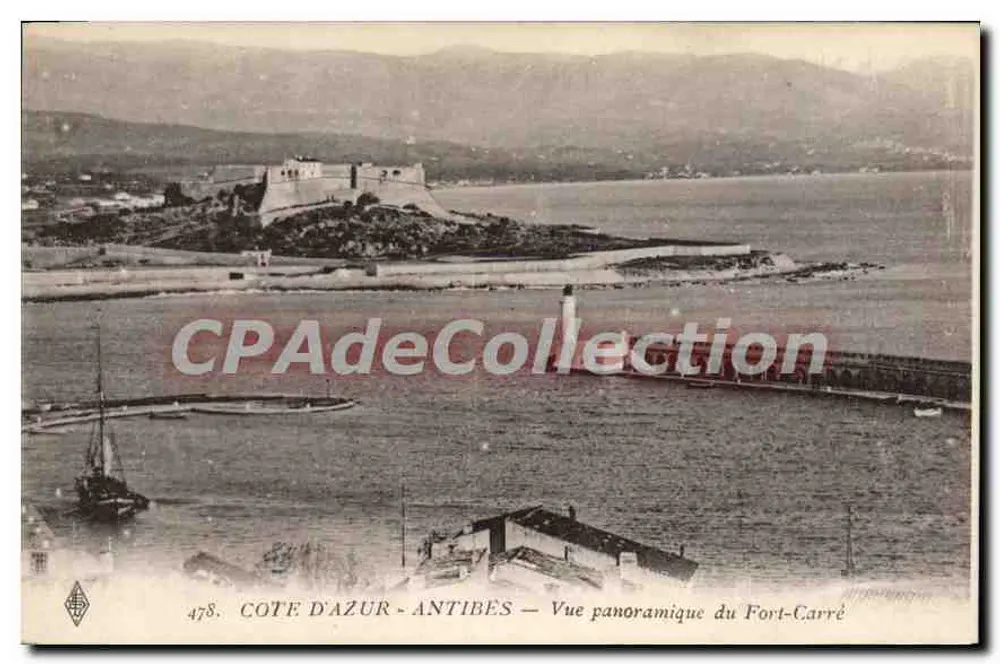 Côte d'Azur - Antibes — Panoramablick auf Fort-Carré — Vintage Postcard/Antike Ansichtskarte n°478 - Vorderseite
