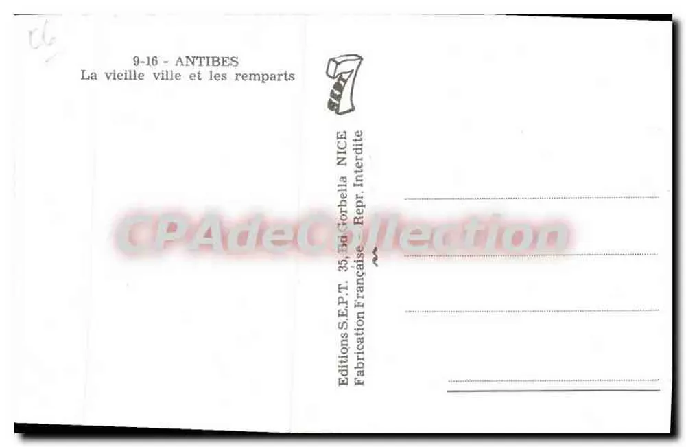 Antibes — Das alte Stadttor und die Mauern — Éditions S.E.P.T. NICE - Rückseite