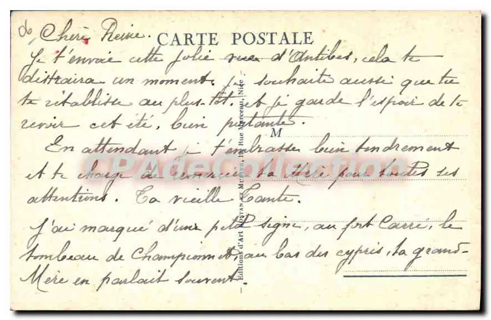 Antibes — O Forte Carré — Edições d'Art Mariani, n°622 - Verso
