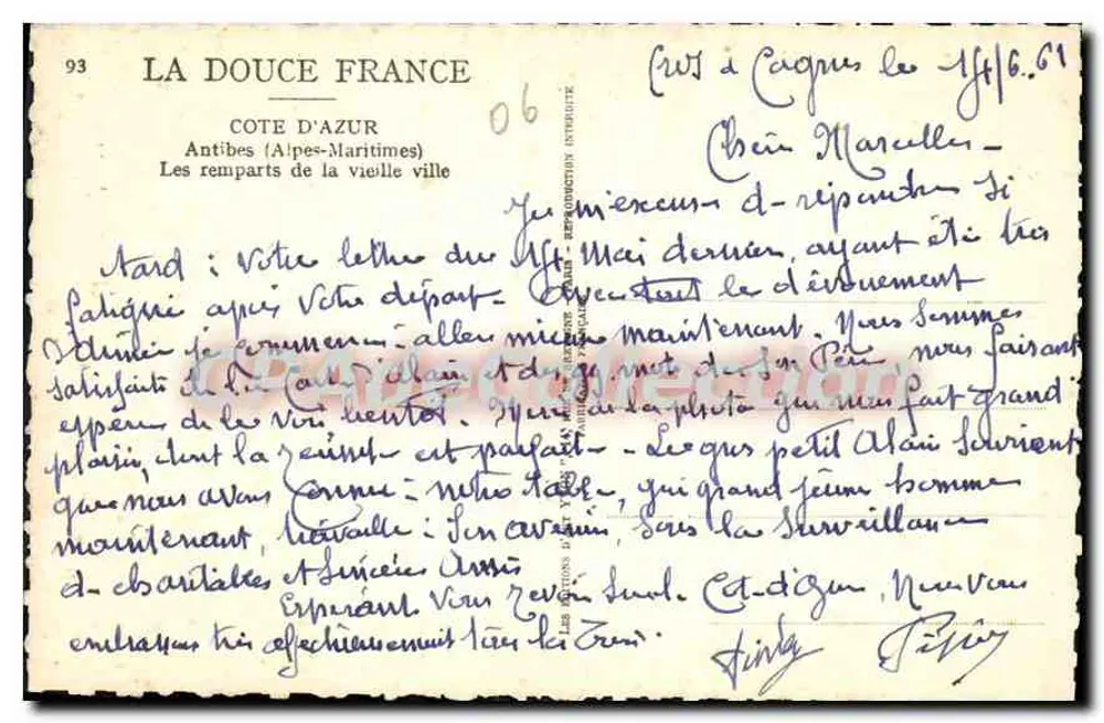 Antibes (Alpes-Maritimes) — Die Mauern der Altstadt — La Douce France, Nr. 93 - Rückseite