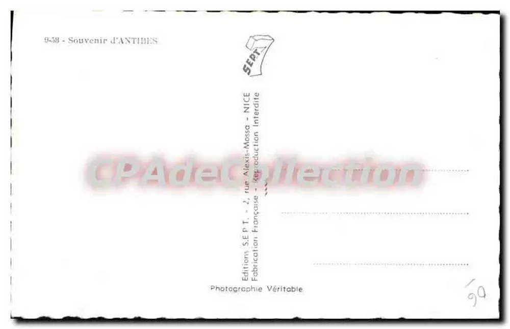 Antibes — Lembrete de Antibes — Éditions S.E.P.T. - NICE - Verso