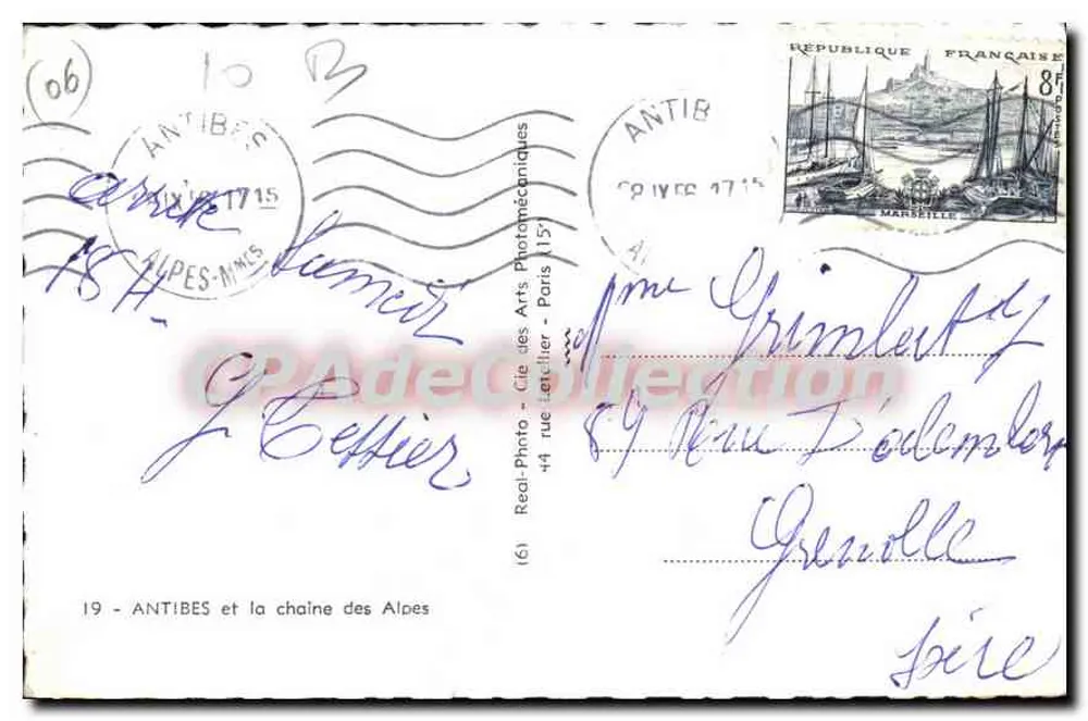 Antibes — die Alpenkette — Cie des Arts Photomécaniques - Rückseite