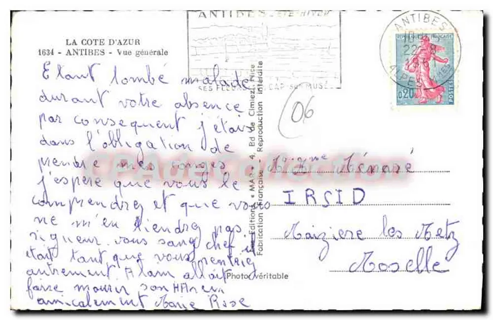 Antibes — Vista geral — Edições MA 4, Nîmes - Verso