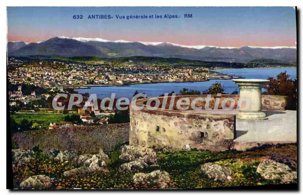 Antibes - Vista geral e as Alpes - RM - Frente