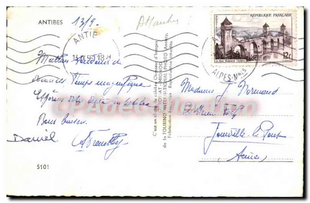Antibes — A Ponta do Relógio — Editor: Touring International Photo - Verso