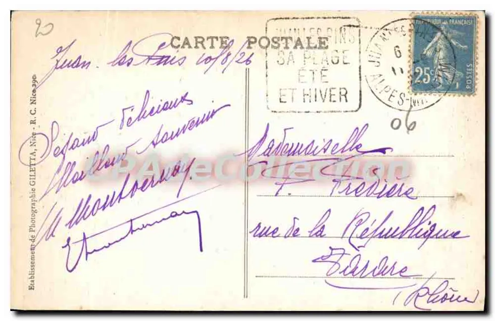 Juan-les-Pins (A.-M.) - A Praia - Os Banhistas — Edição Gilletta, n°678 - Verso