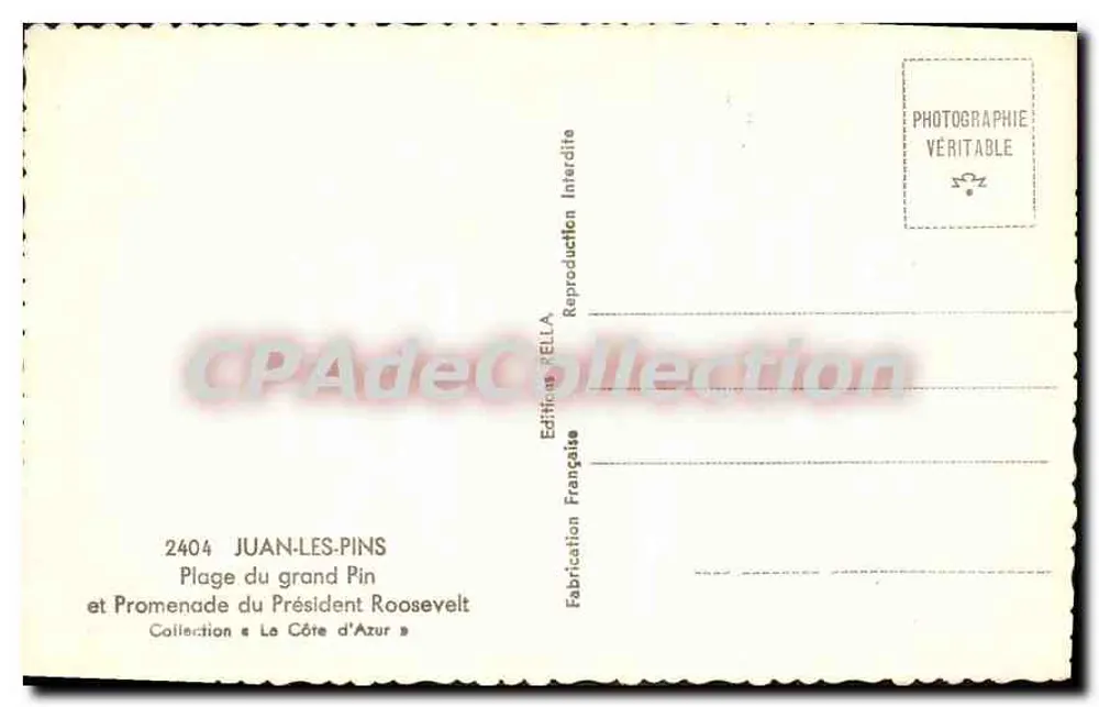 Juan-les-Pins — Strände von Grand Pin und Roosevelt Promenade — Éditions Rella - Rückseite