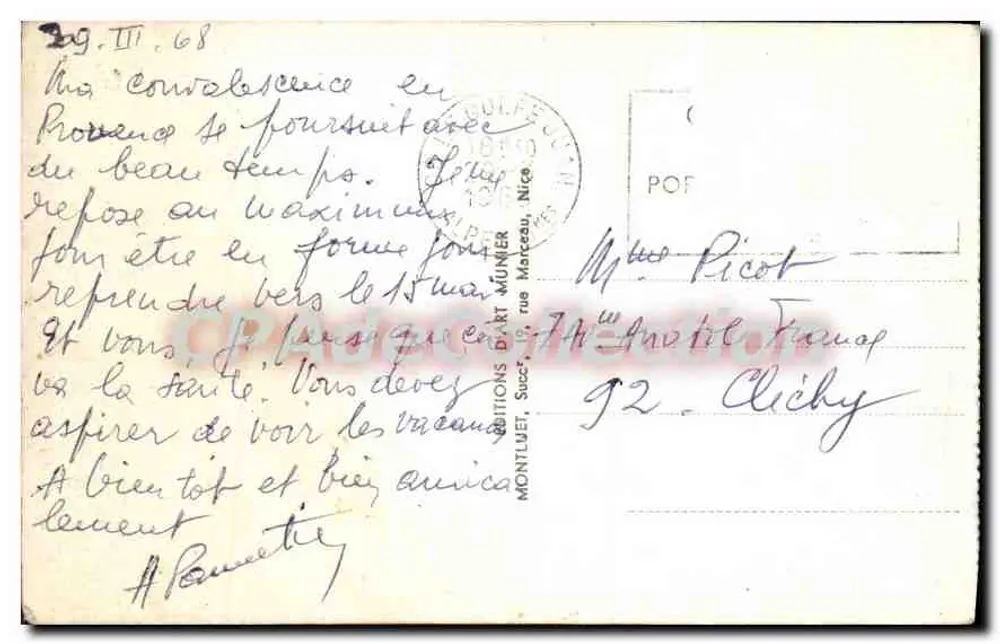 Juan-les-Pins — Ansicht vom Hôtel Belles-Rives — Verleger Munier, n° 111 - Rückseite