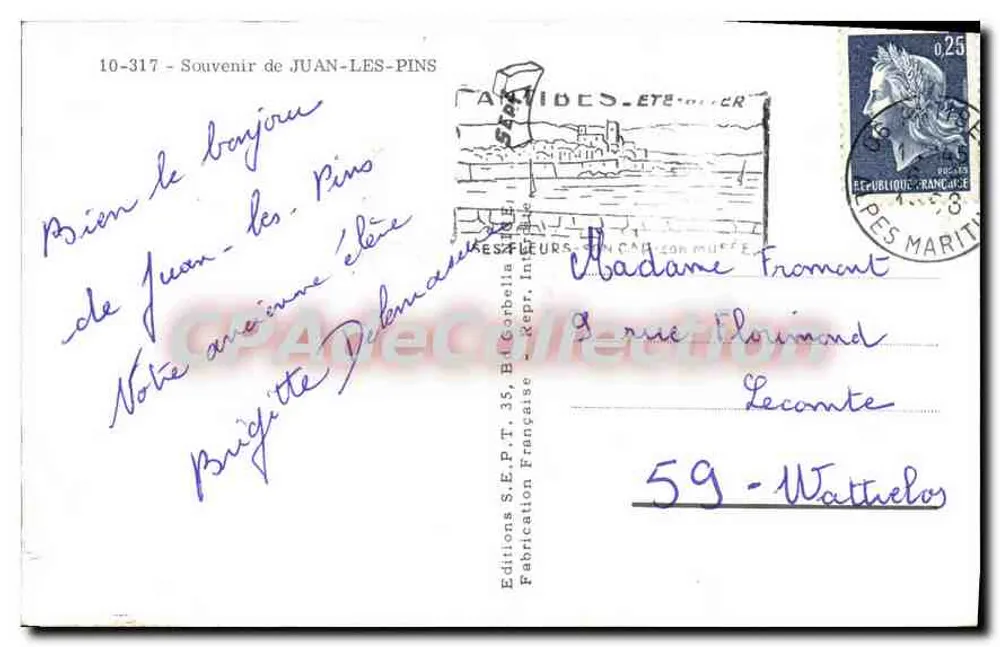 Juan-les-Pins — vista panorâmica — Éditions S.E.P.T. n°10-317 - Verso