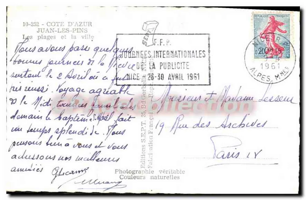 Juan-les-Pins — Strände und die Stadt — Éditions S.E.P.T. 35, Bât. Corbeil - Rückseite
