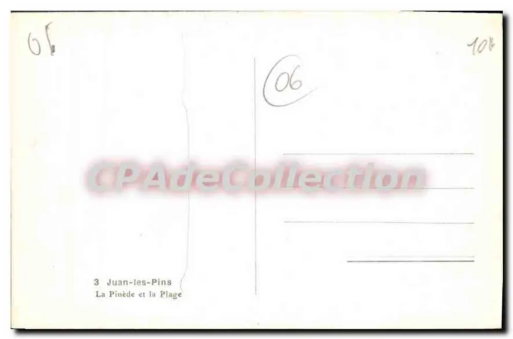 Juan-les-Pins — La Pinède und die Strandpromenade — CPADeCollection - Rückseite
