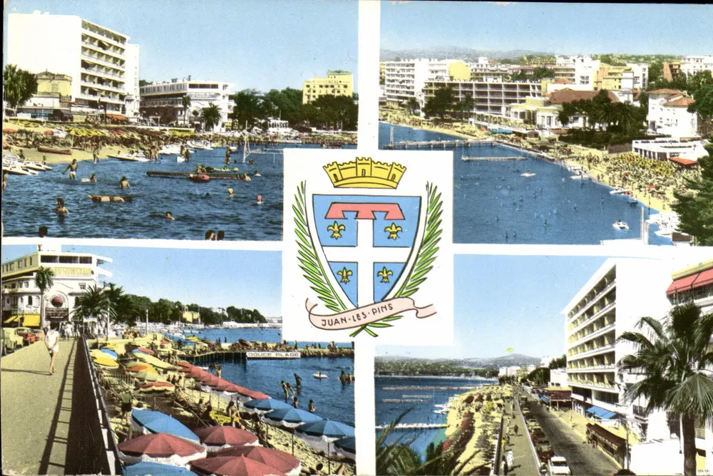 Juan-les-Pins — vista panorâmica da praia e dos hotéis — Éditions S.E.P.T. 35, Ed. Garbella - Frente