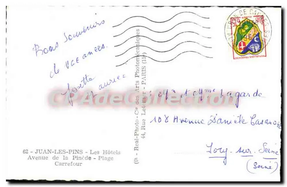 Juan-les-Pins — Panoramablick — unbekannter Verleger, Seriennummer nicht sichtbar - Rückseite