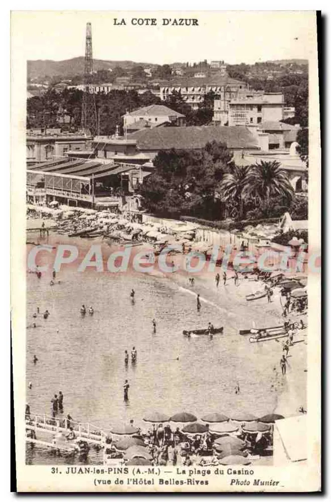 Juan-les-Pins (A.-M.) — Der Casino-Strand (Aussicht vom Hôtel Belles-Rives) — Photo Munier - Vorderseite