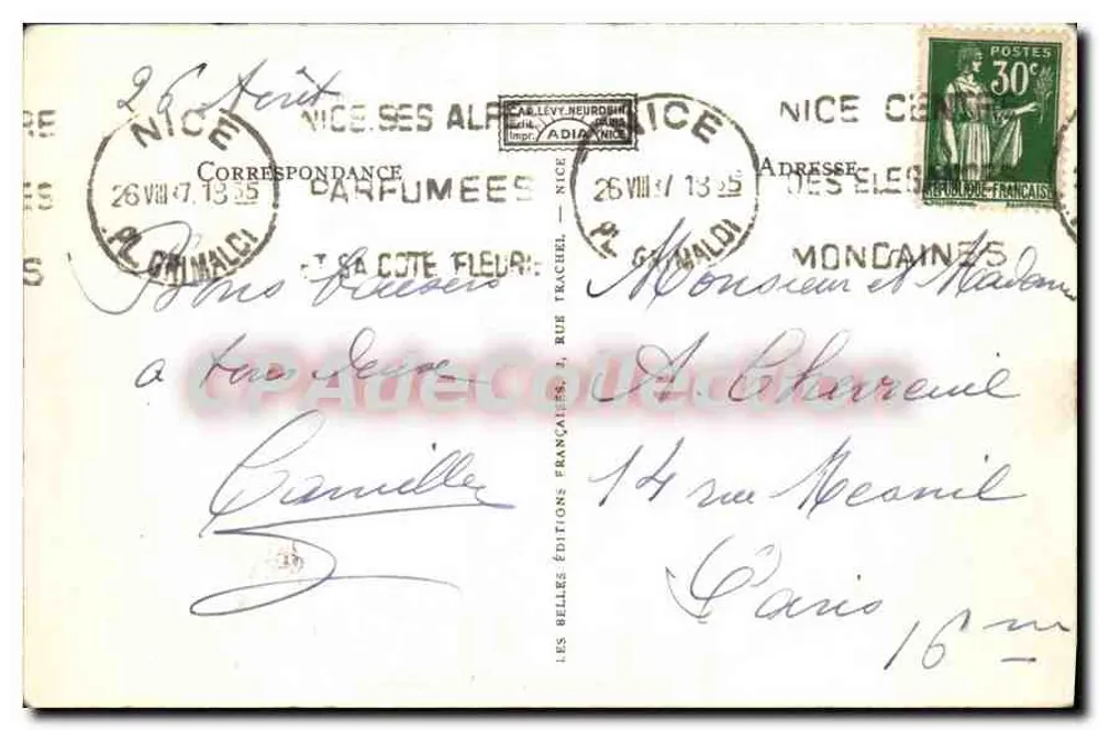 Juan-les-Pins — Vista geral — Edições Les Belles Éditions Françaises - Verso