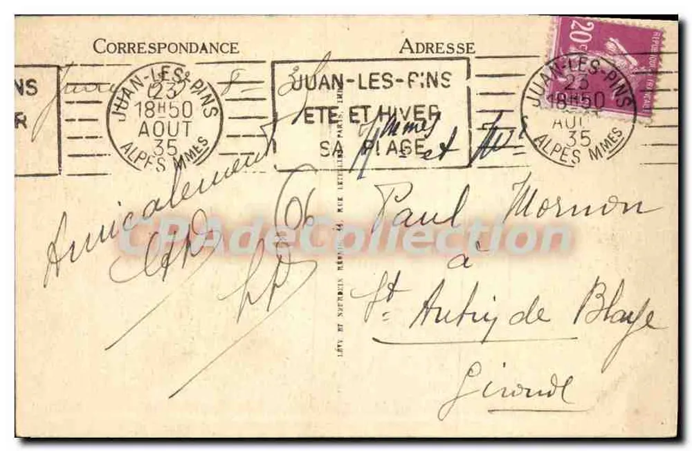 Juan-les-Pins — A Promenade — LL - Verso