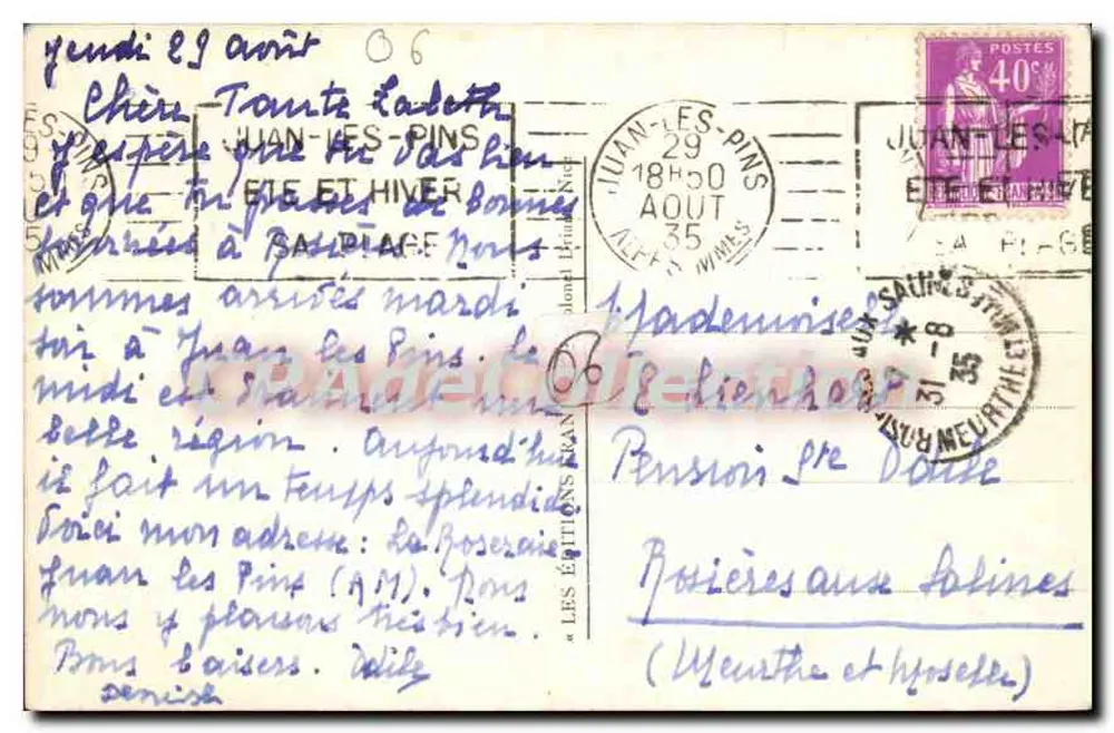 A Pinheira — Juan-les-Pins — CPAdeCollection n°51 - Verso