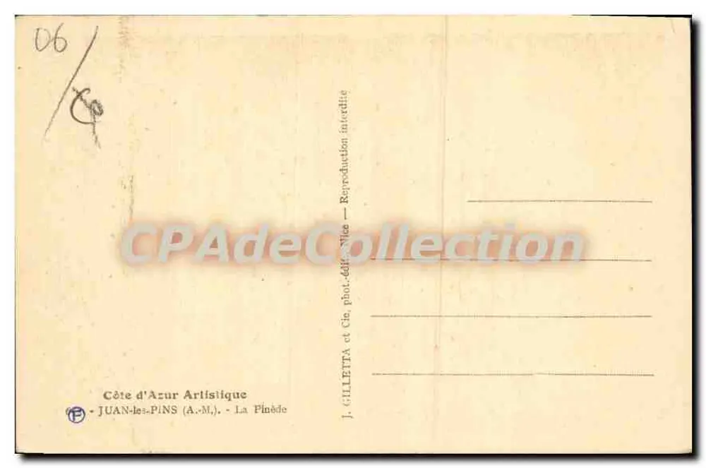 Juan-les-Pins — Caminhada sob os pinheiros — Gilletta - Verso
