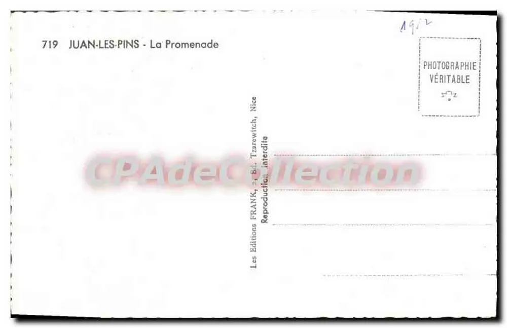 Juan-les-Pins — A Promenade — Edições FRANK, Nice - Verso