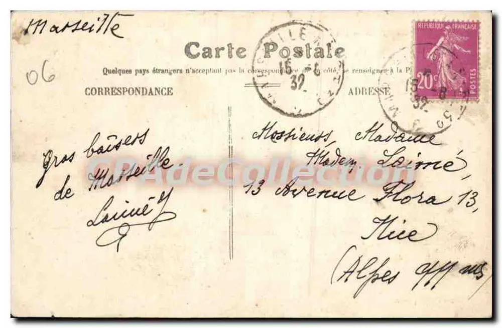 Juan-les-Pins — A Praia — Edição Picard, N° 132 - Verso