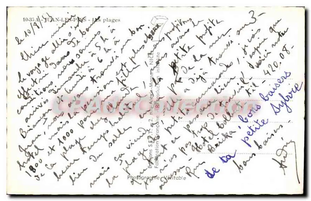 Juan-les-Pins — As praias — Éditions S.E.P.R. n° 10-35 - Verso