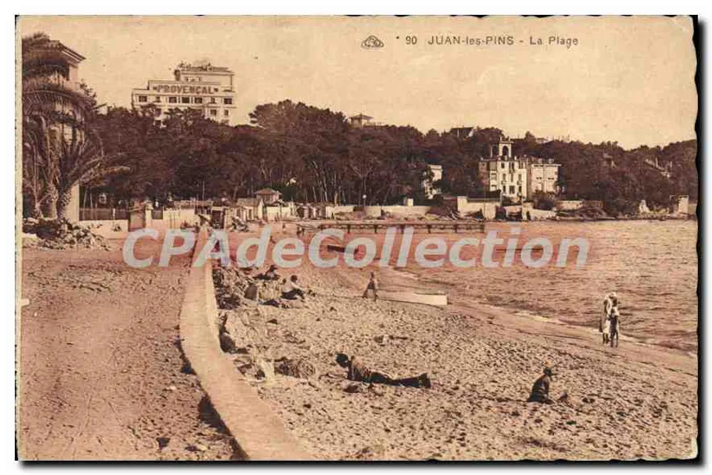 Juan-les-Pins - A Praia — Hotel Provencal visível — n° 90 - Frente